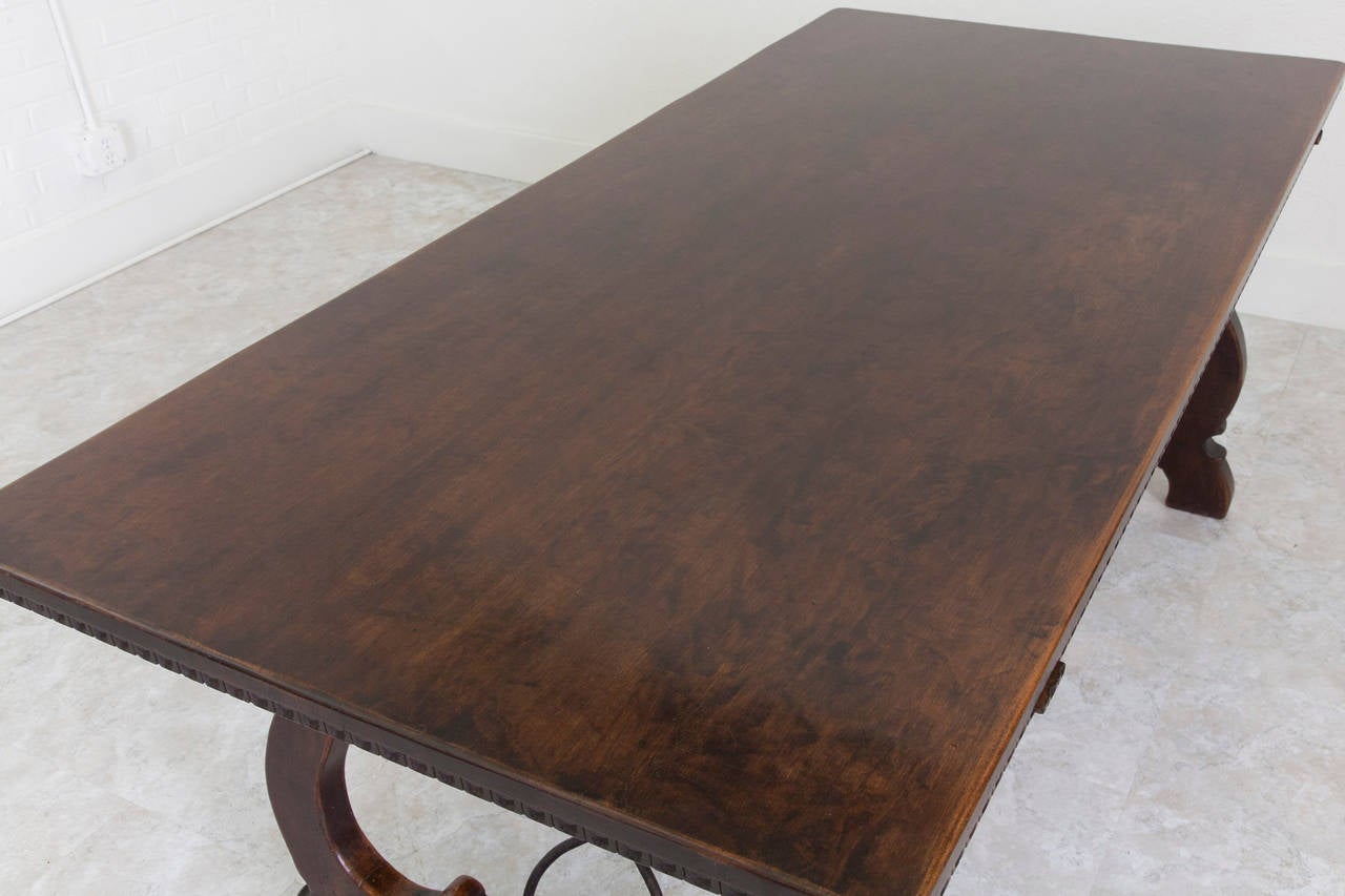 Solid Walnut Hand-Carved 19th Century Spanish Renaissance Dining Table 1