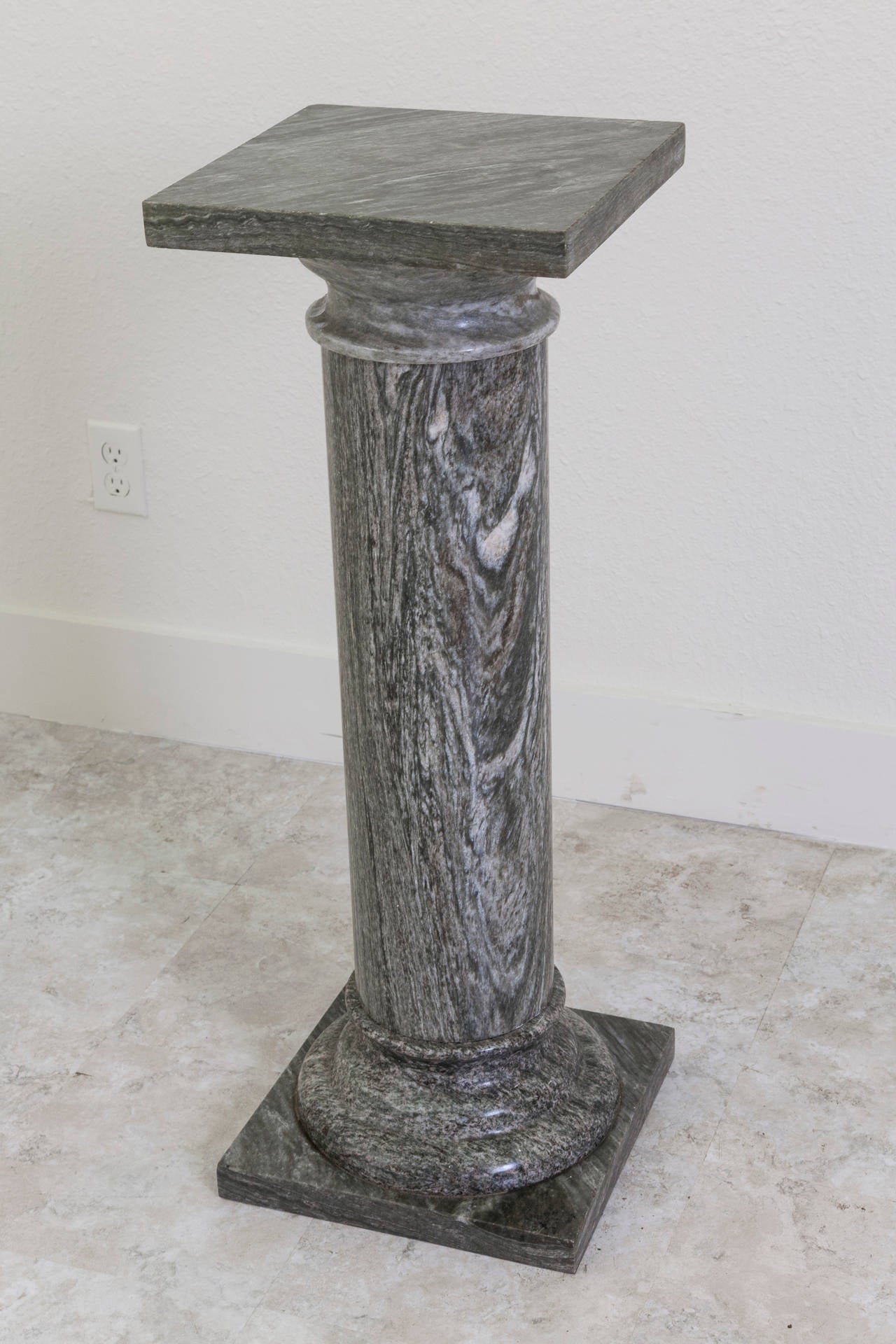 Classical Roman Large Classical Marble Column or Pedestal in Deep Gray