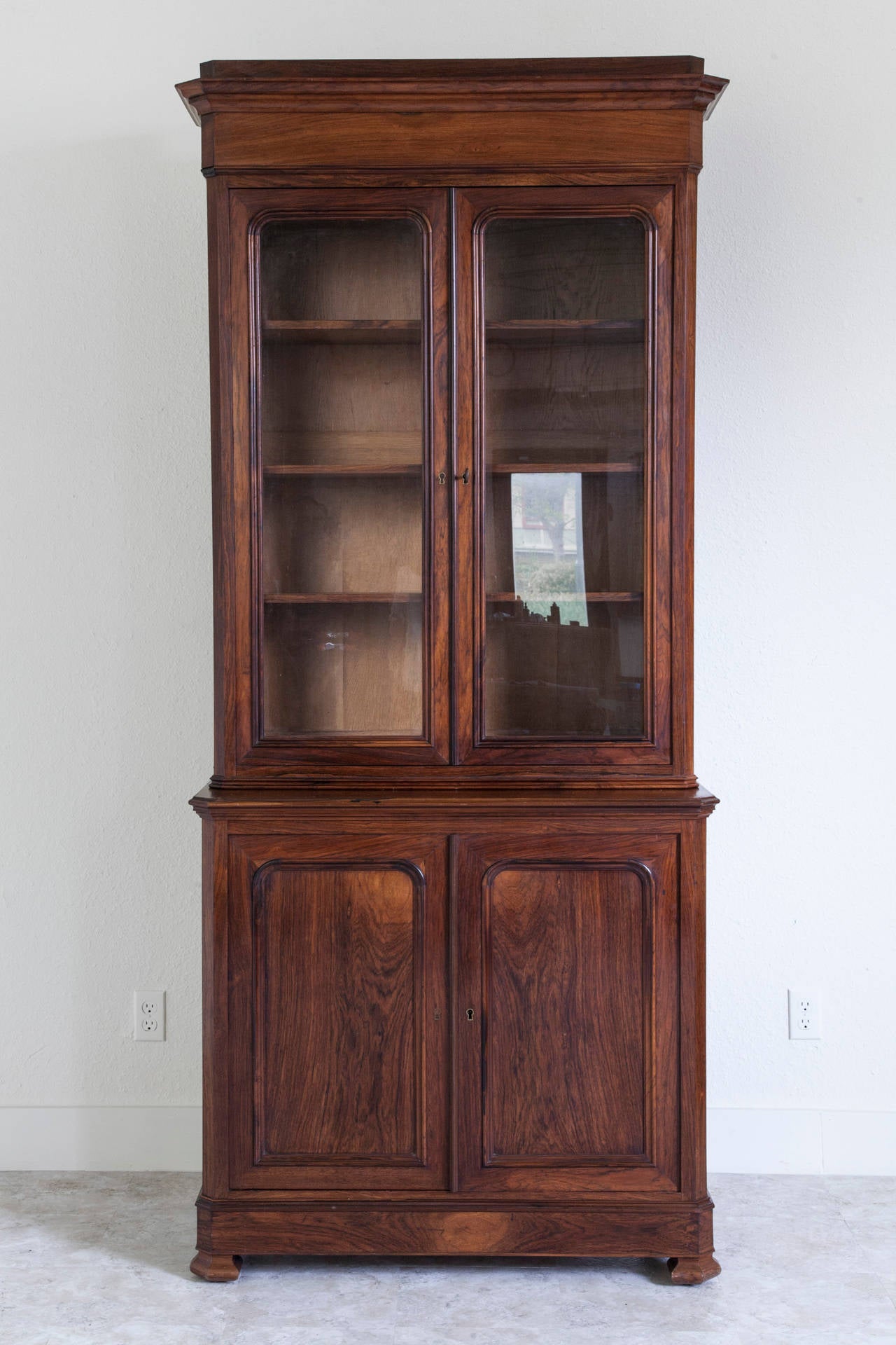 Rare 19th Century Palisander Louis Philippe Buffet Deux Corps or Bookcase