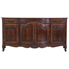 Hand-Carved French Oak Louis XV Style Hunt Enfilade or Buffet