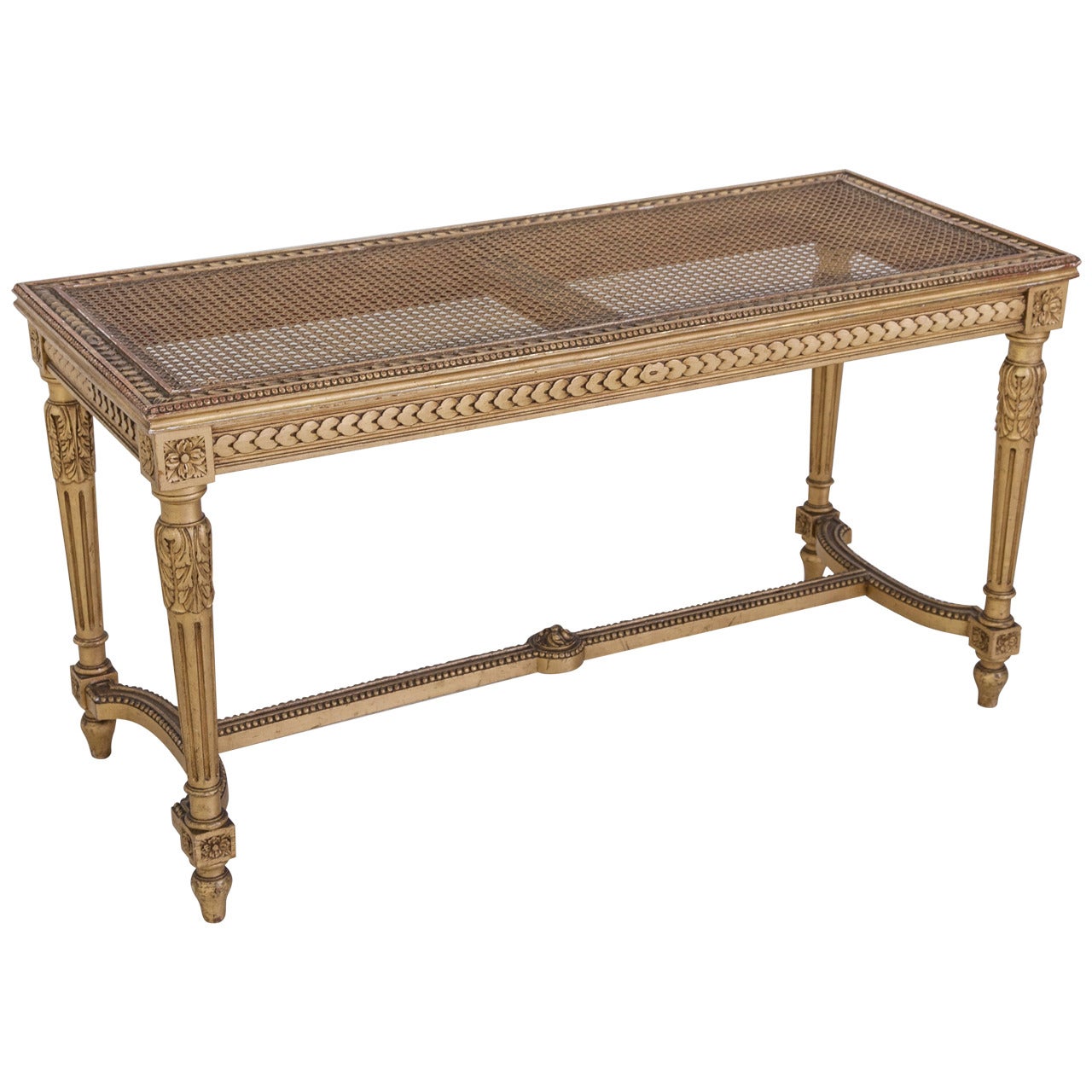 French Gold Leaf Louis XVI Style Bench Banquette Piano Bench circa 1920
