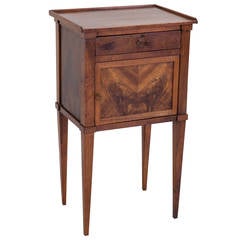 French 19th Century Directoire Bookmatched Walnut Nightstand or Side Table
