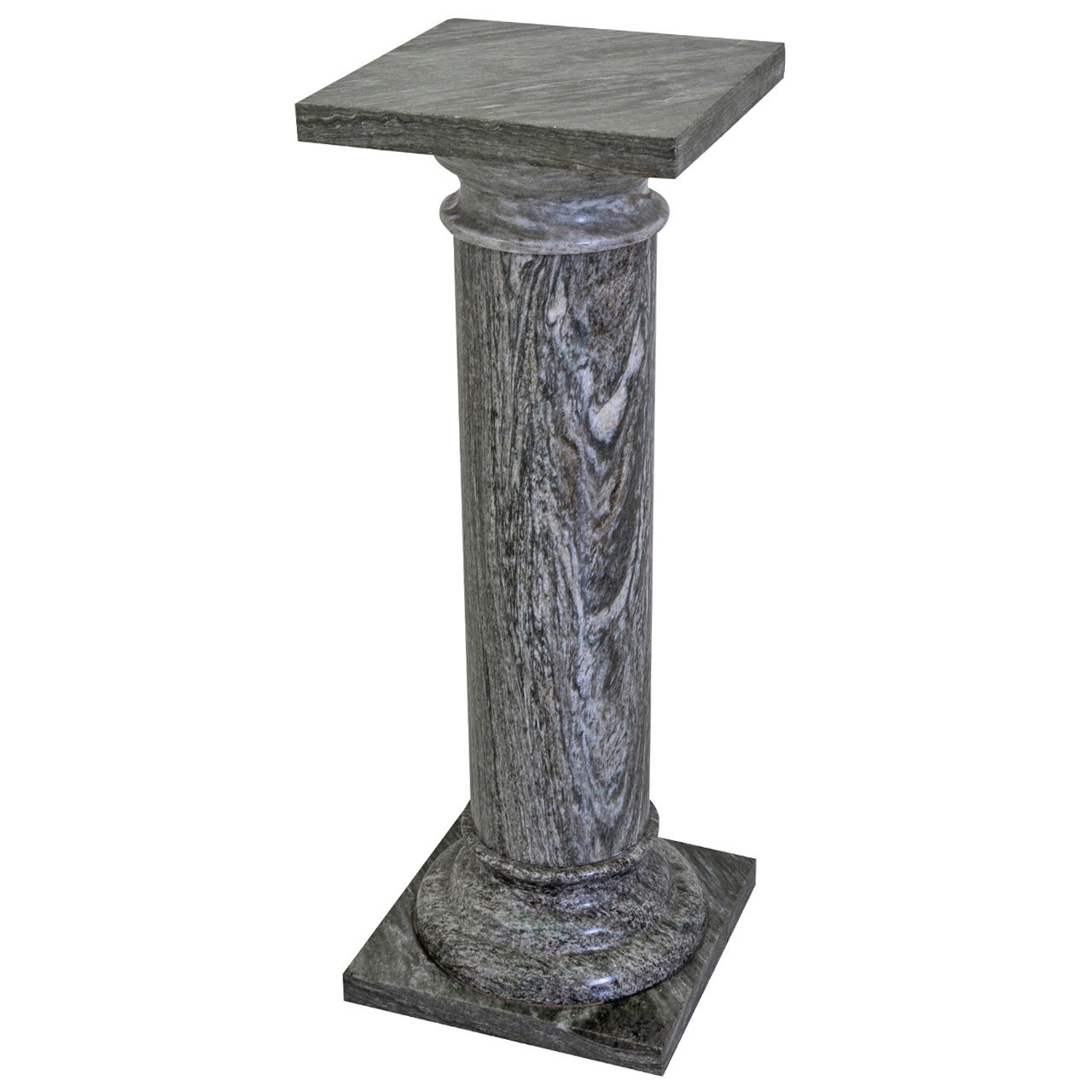 Large Classical Marble Column or Pedestal in Deep Gray