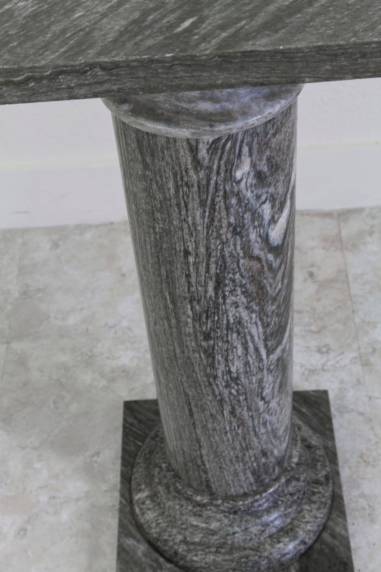 Large Classical Marble Column or Pedestal in Deep Gray In Excellent Condition In Fayetteville, AR