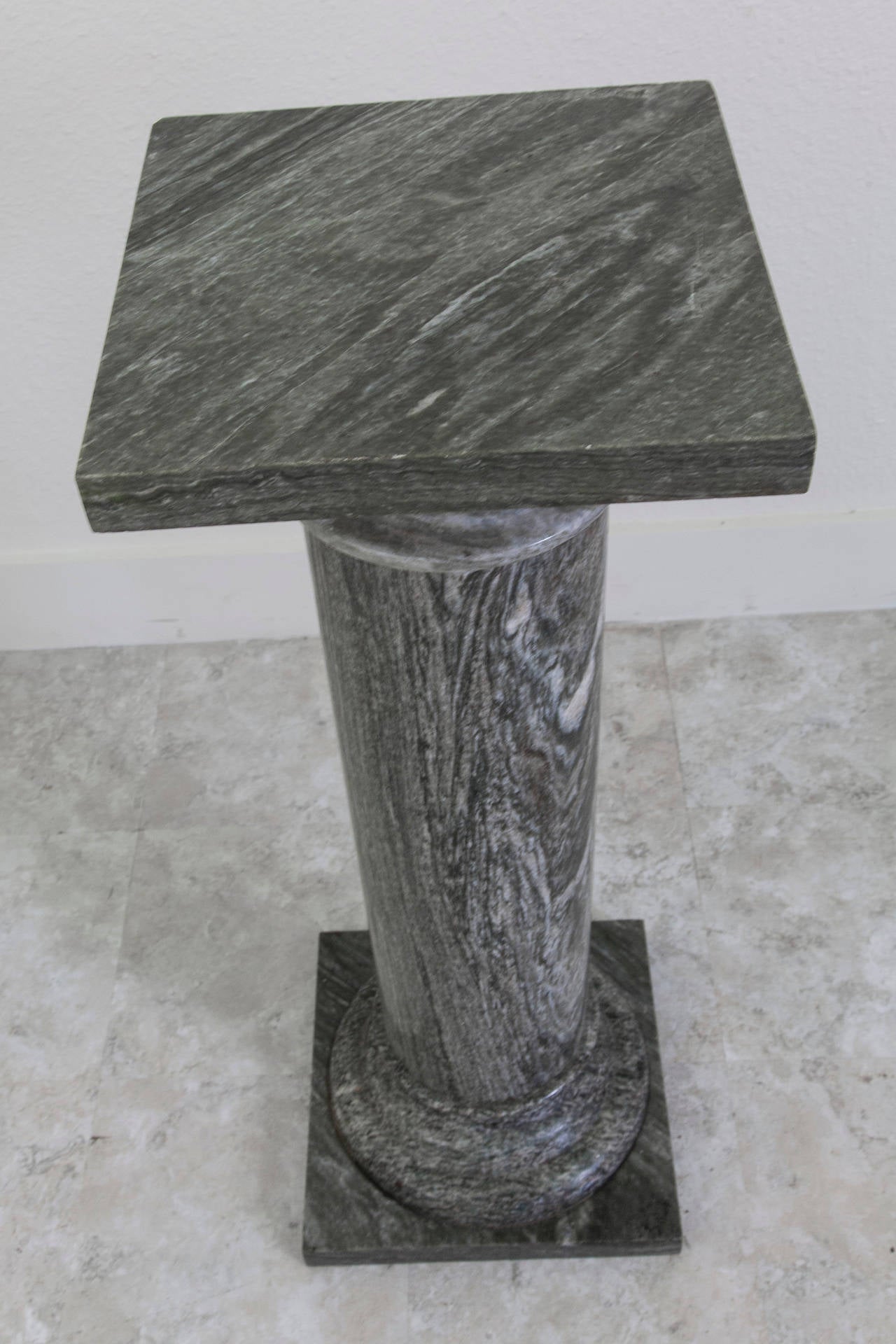 Early 20th Century Large Classical Marble Column or Pedestal in Deep Gray