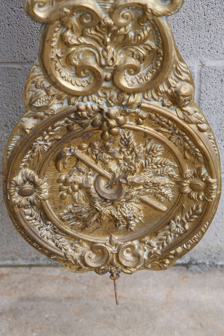 19th Century Morbier Bronze Repoussé Wall Clock Movement 5
