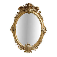 Napoleon III Period Gilt Oval Regency Mirror with Face