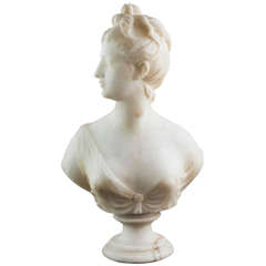 19th Century Solid Marble Bust of Diana, Goddess of the Hunt