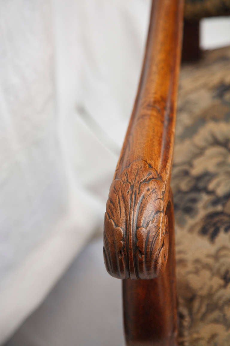 Oak 19th Century Louis XIV Style Hand Carved Armchair