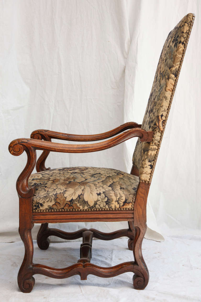 French 19th Century Louis XIV Style Hand Carved Armchair