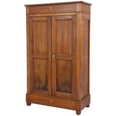 Antique Restauration Period French Walnut Armoire or Cabinet
