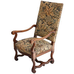 19th Century Louis XIV Style Hand Carved Armchair