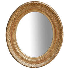Small Scale 19th Century Giltwood Oval Mirror with Greek Key 3