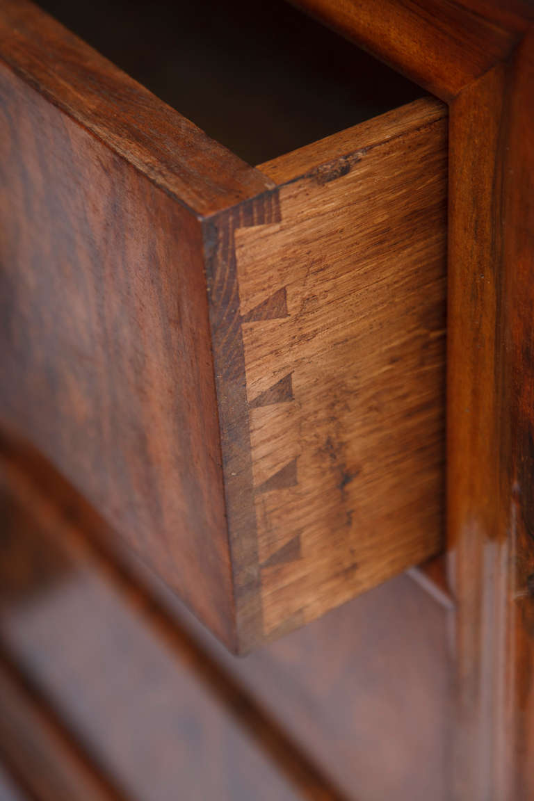 Louis Philippe Book Matched Burl Walnut Chest with Black Marble Top