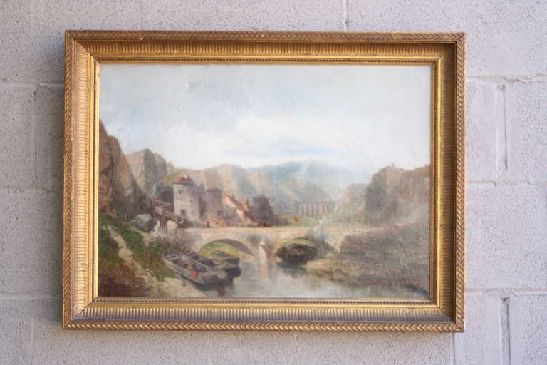 19th Century Italian Landscape in Giltwood Frame 2