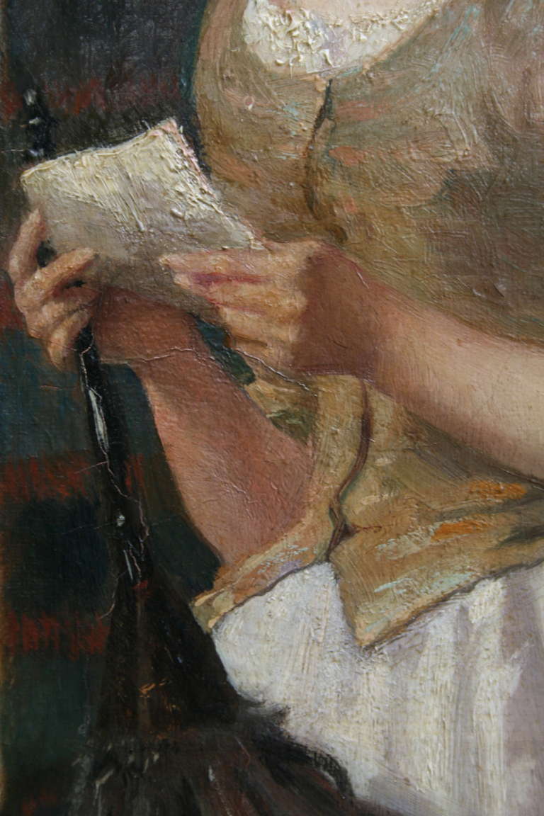 Framed Oil on Canvas Genre Painting by Claude S. Hugard