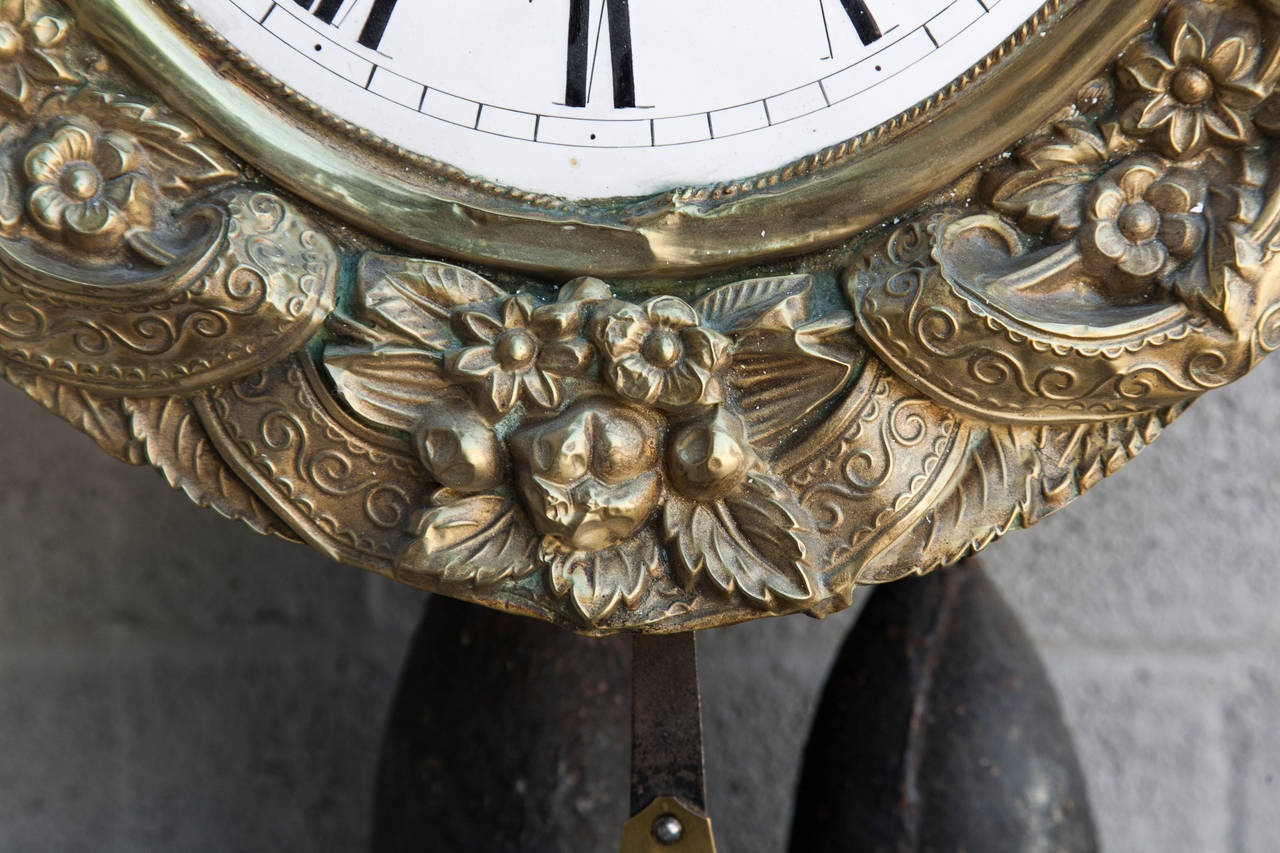 19th Century French Brass Repoussé Clock Movement 6