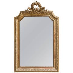 French Louis XVI Style 19th Century Gold Gilt Mirror