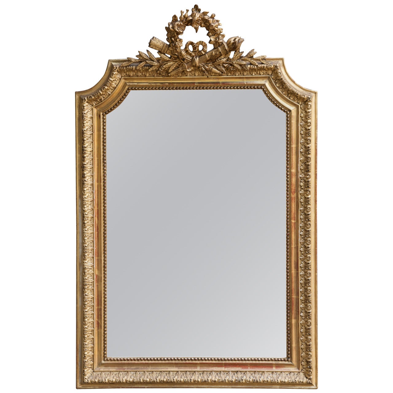 French Louis XVI Style 19th Century Gold Gilt Mirror