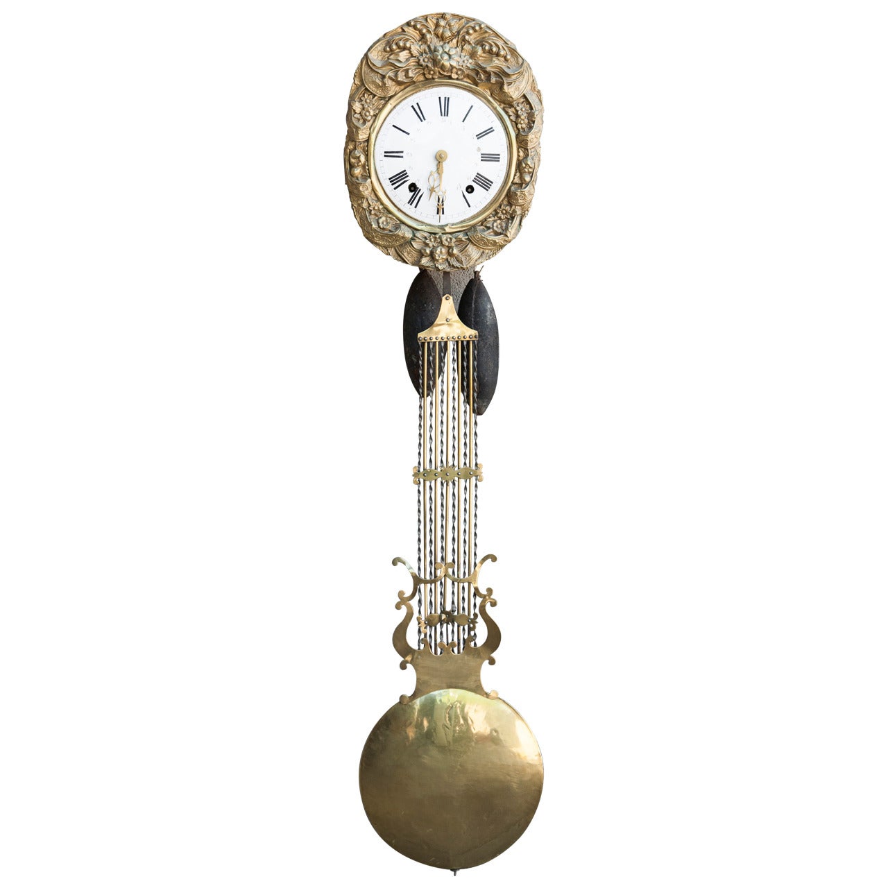 19th Century French Brass Repoussé Clock Movement