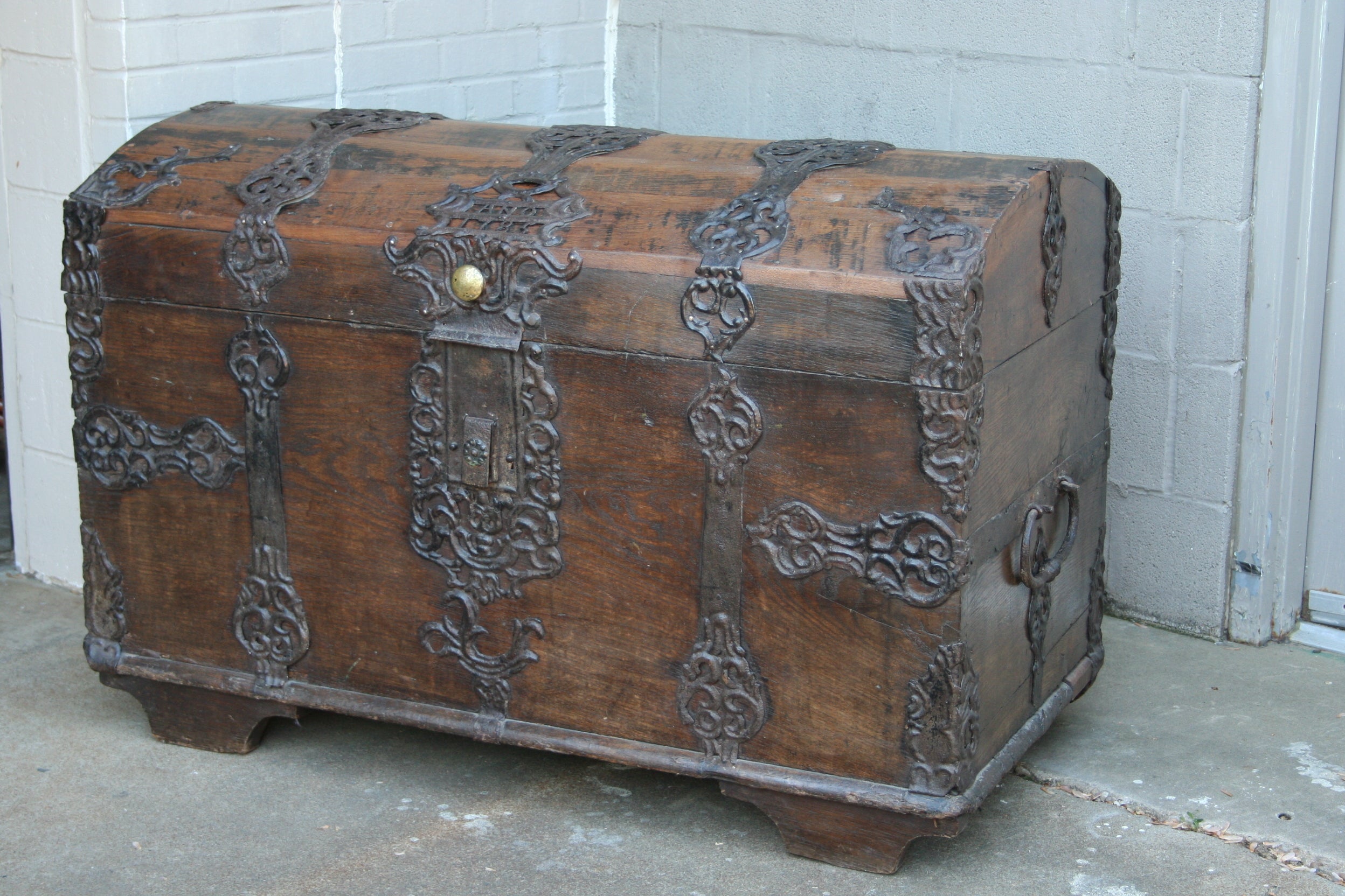 Oak and Iron Coffer or Trunk Dated 1785