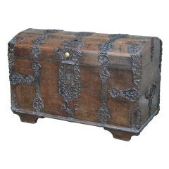Oak and Iron Coffer or Trunk Dated 1785