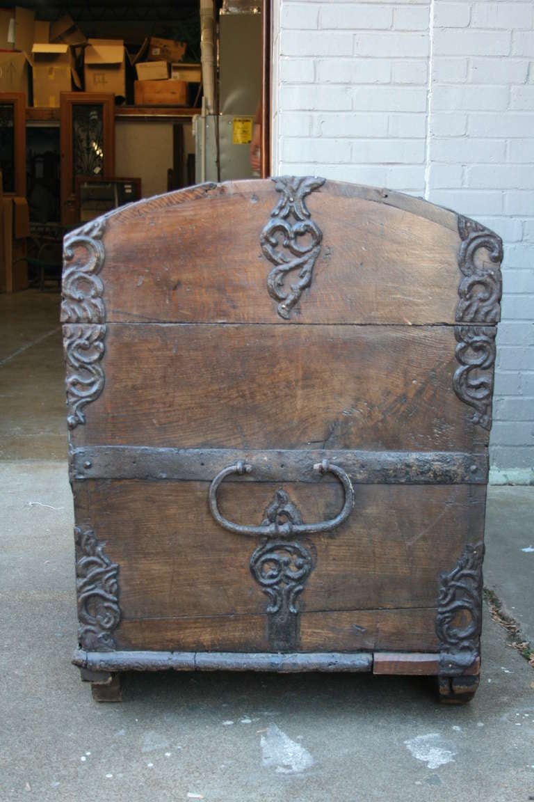Oak and Iron Coffer or Trunk Dated 1785 1