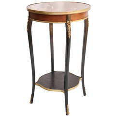 Napoleon III Marble Top Ebonized Table with Bronze Ormolu