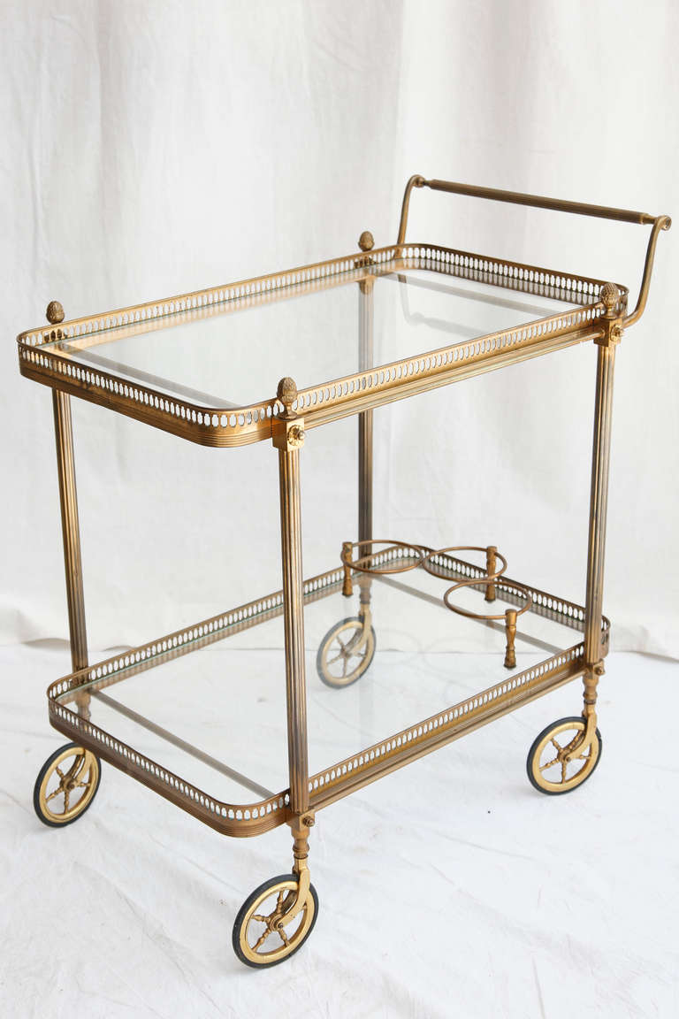 Bronze Louis XVI Style Serving or Bar Cart with Two Tiers 4