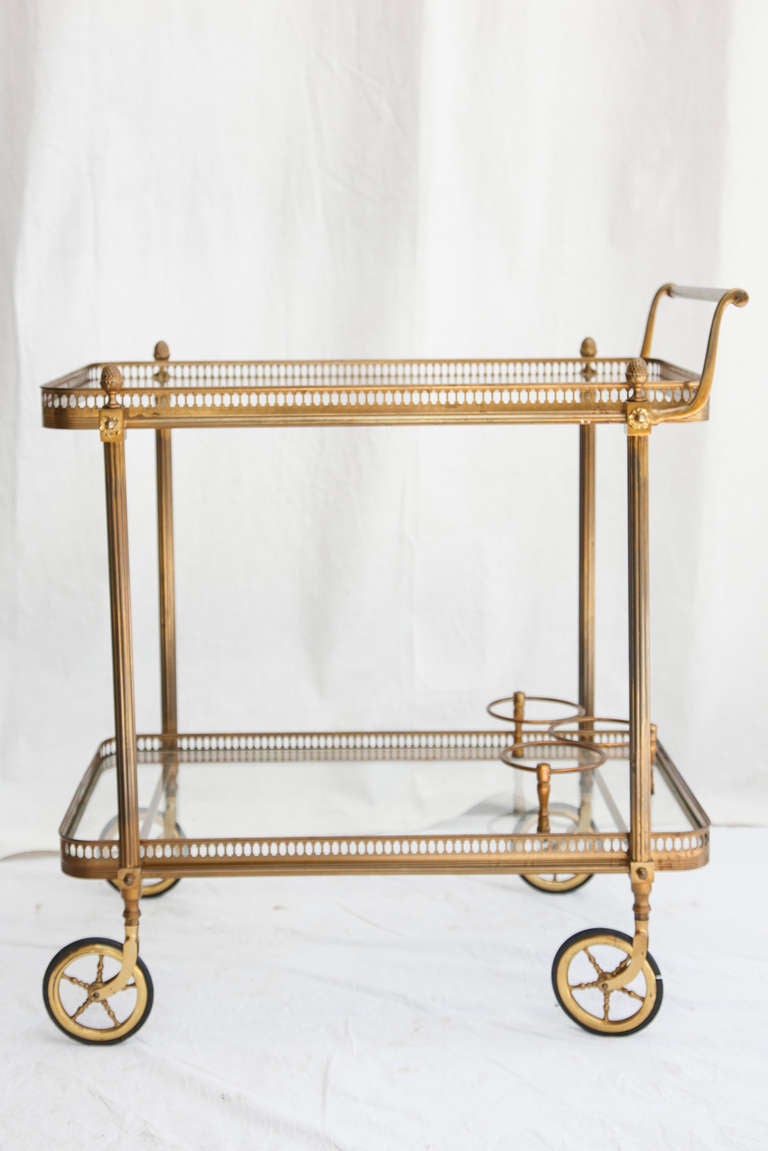 Bronze Louis XVI Style Serving or Bar Cart with Two Tiers 5