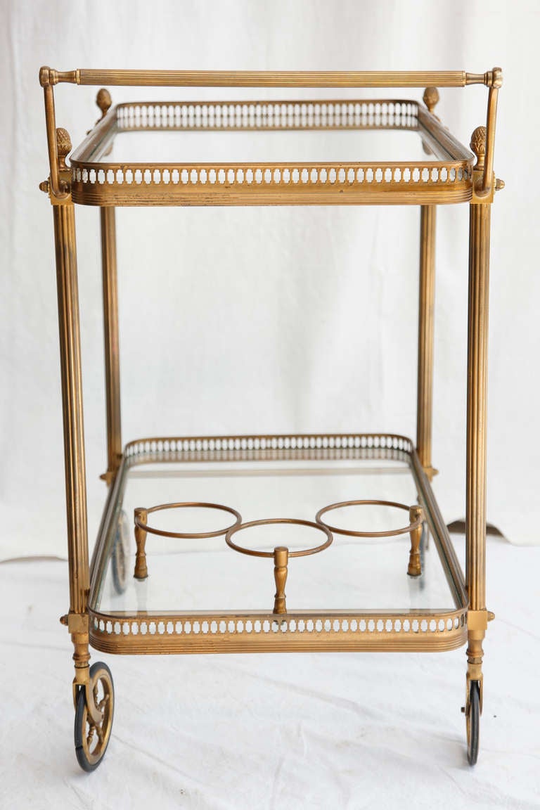 French Bronze Louis XVI Style Serving or Bar Cart with Two Tiers