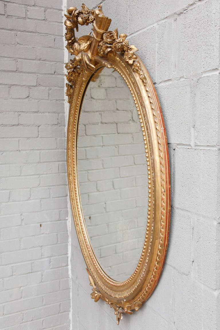 Napoleon III Period Louis XVI Style Gilt Oval Mirror 4