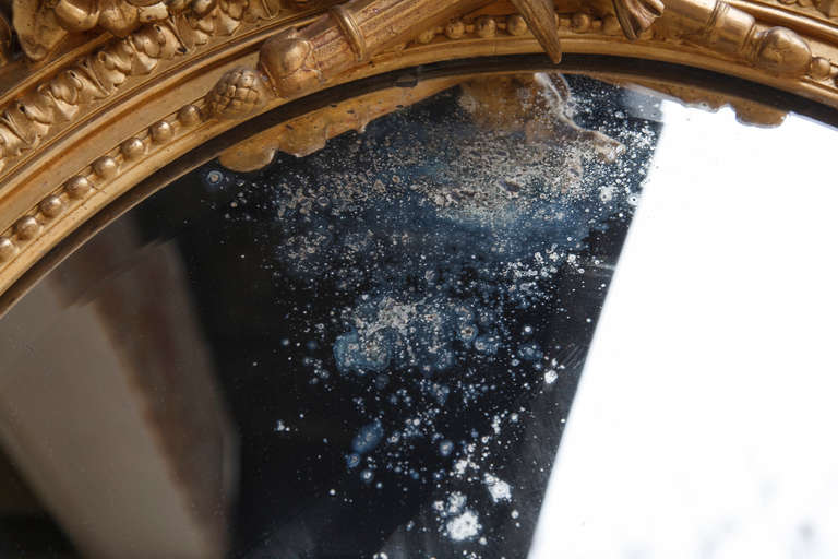 Napoleon III Period Louis XVI Style Gilt Oval Mirror 2