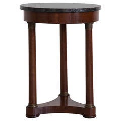 Period Empire Walnut Gueridon or Side Table with Black Marble Top