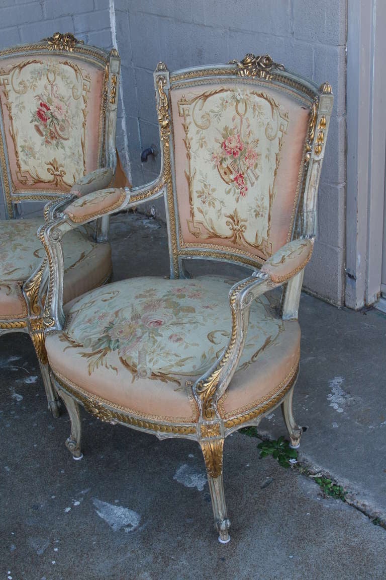 Aubusson Tapestry Salon Set In Good Condition In Fayetteville, AR