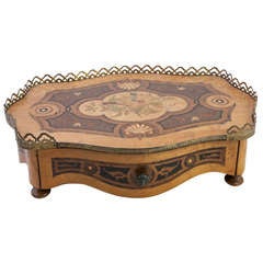 Antique Marquetry Tray With Drawer