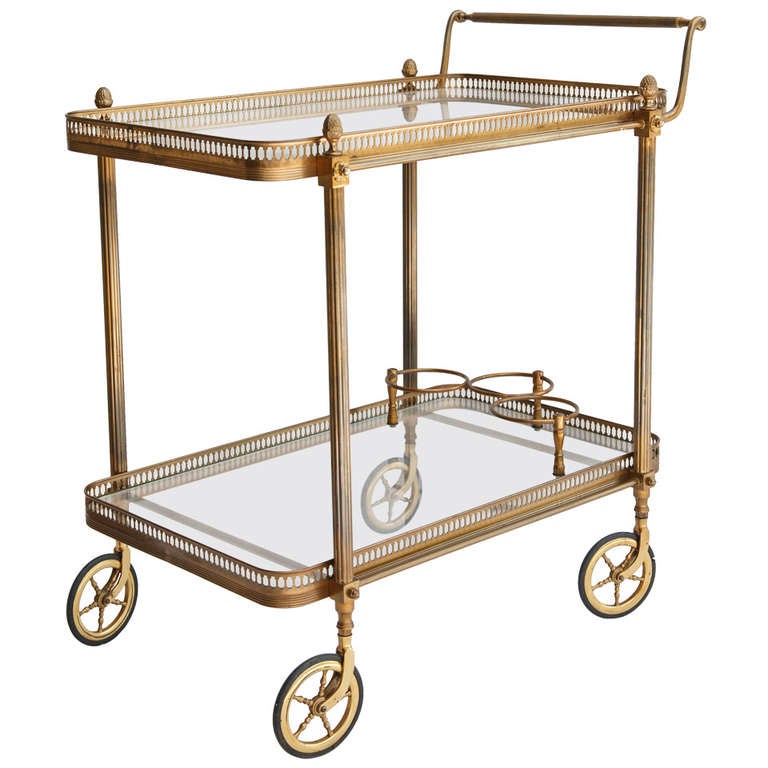 Bronze Louis XVI Style Serving or Bar Cart with Two Tiers at 1stDibs