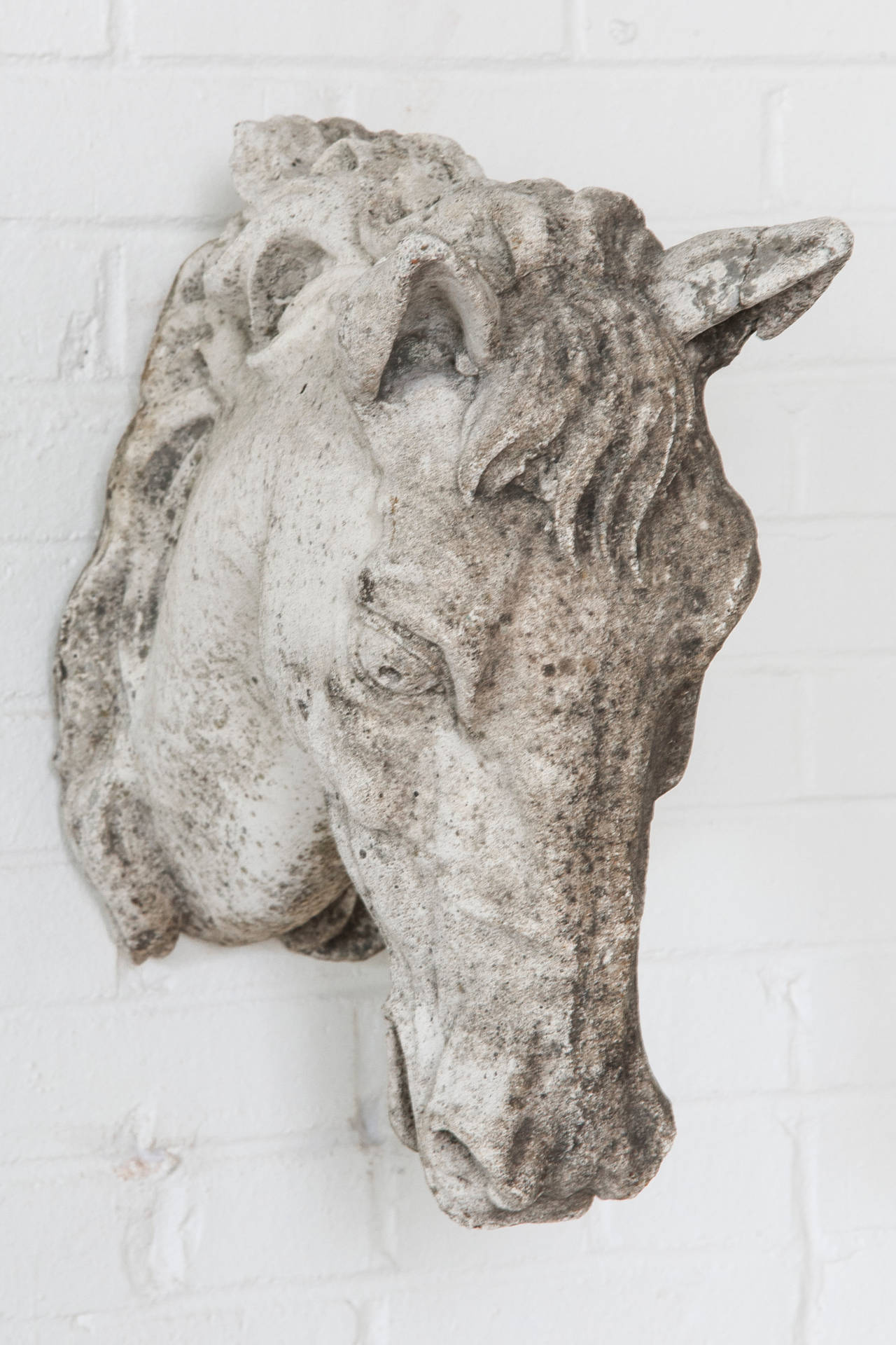 Mid-Century French Limestone Horse Head Sculpture from a Private Stable 3