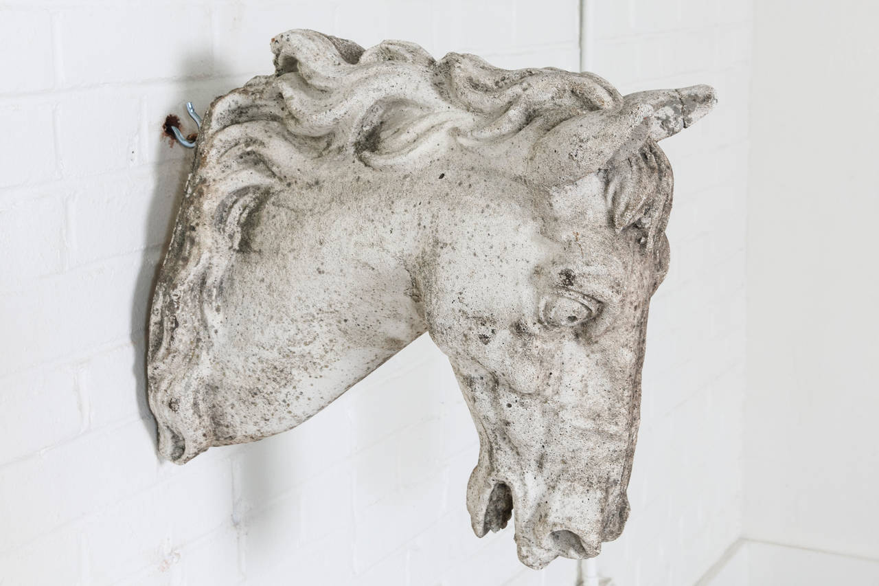 Mid-Century French Limestone Horse Head Sculpture from a Private Stable 5