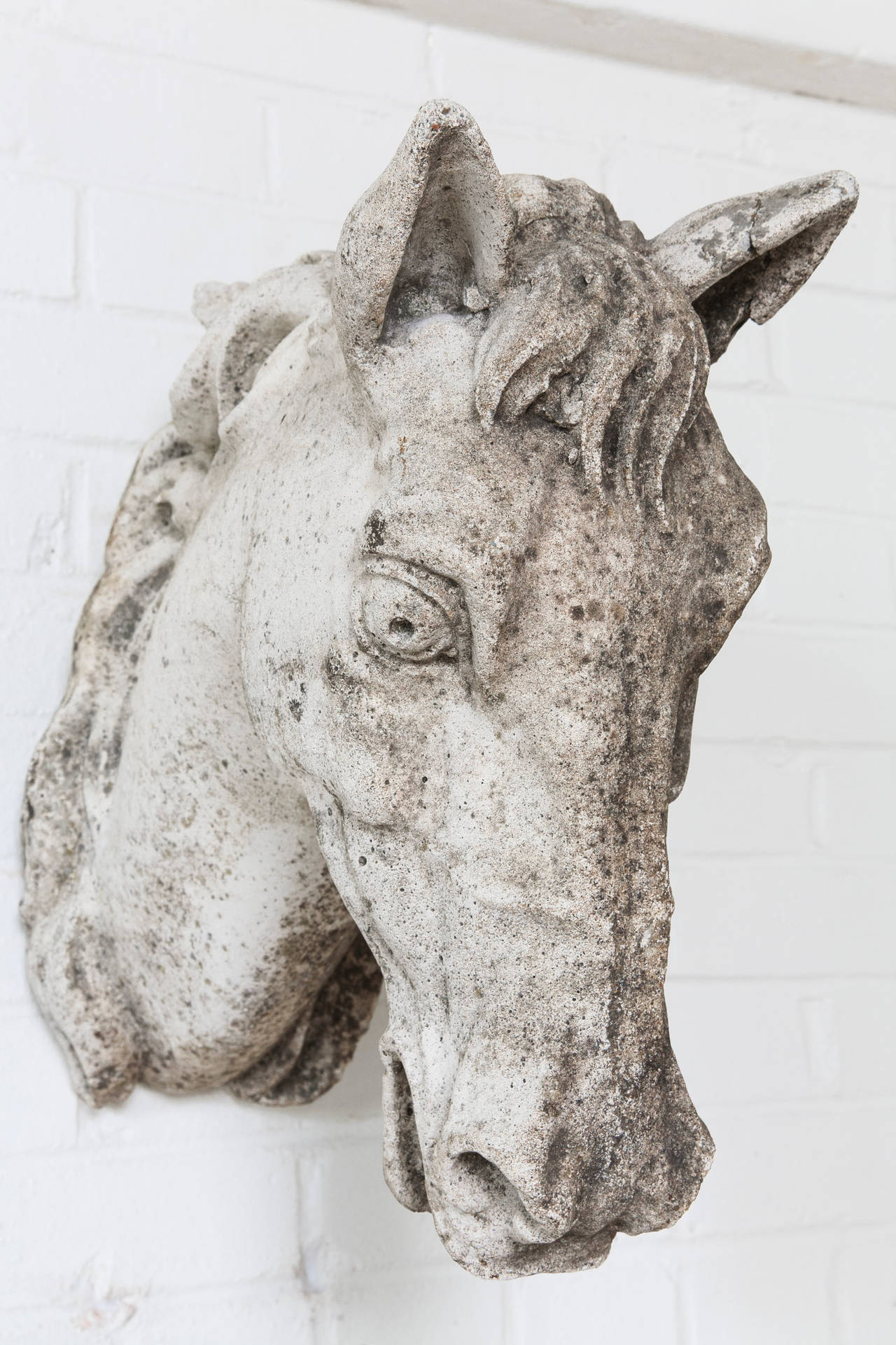 Mid-Century French Limestone Horse Head Sculpture from a Private Stable 2