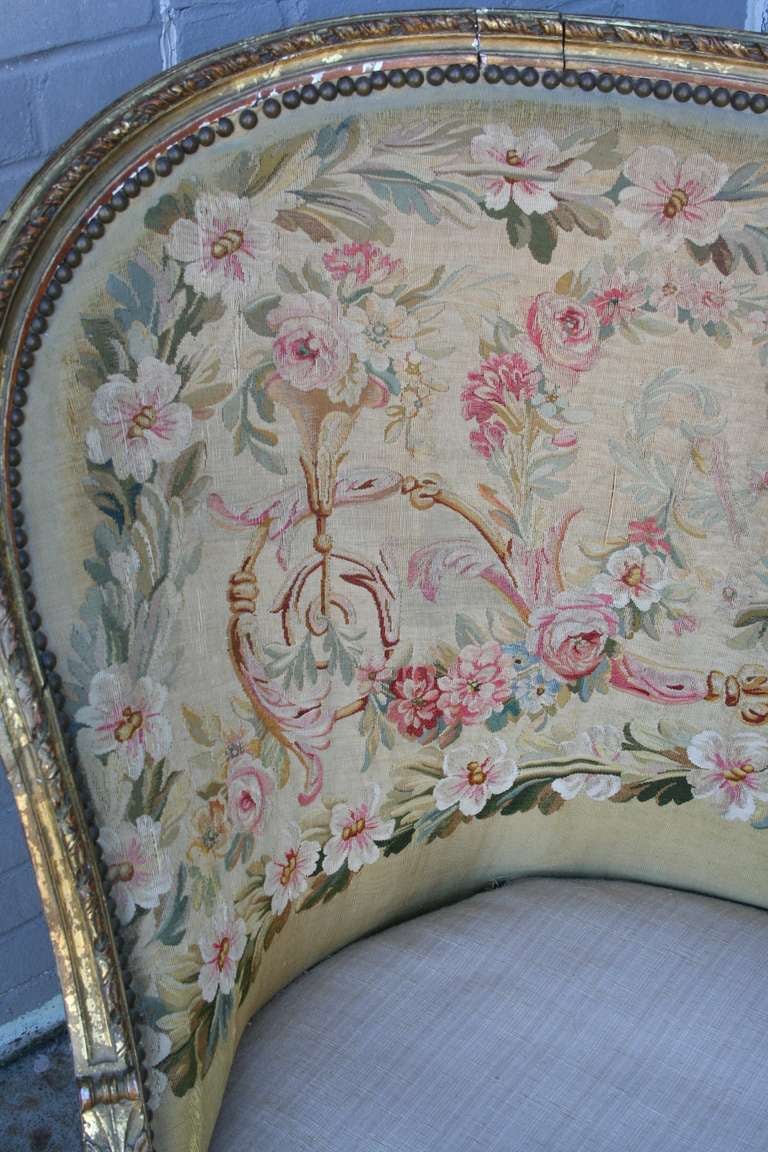 Louis XVI Bergère With Aubusson Tapestry In Good Condition In Fayetteville, AR