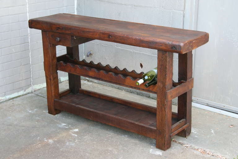 French 19th Century Workbench With Wine Rack