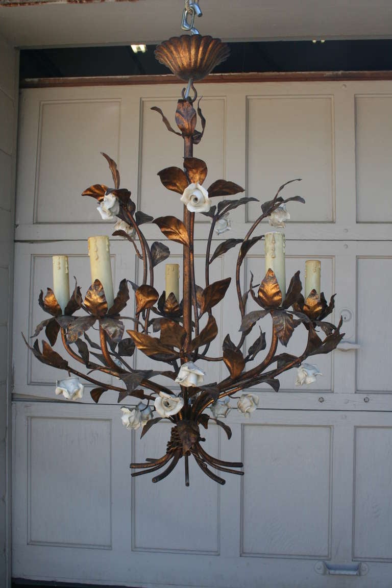 Italian Chandelier With Porcelain Roses