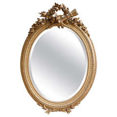 Napoleon III Period Louis XVI Style Gilt Oval Mirror