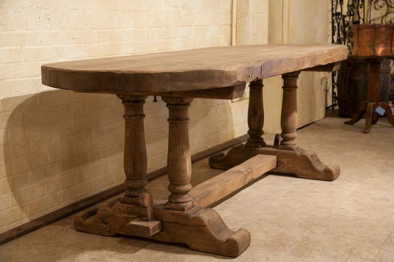 Mid-20th Century Hand Hewn Oak Oval Monastery Table