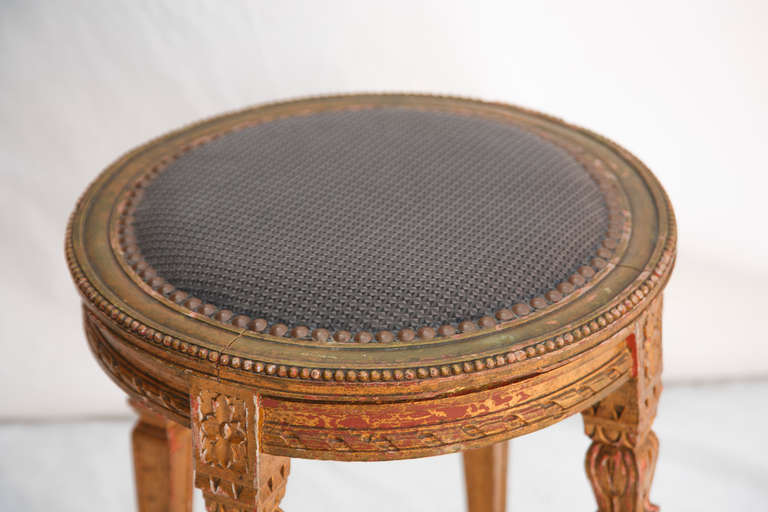 Hand Carved Giltwood Vanity Stool 1