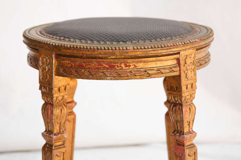 19th Century Hand Carved Giltwood Vanity Stool