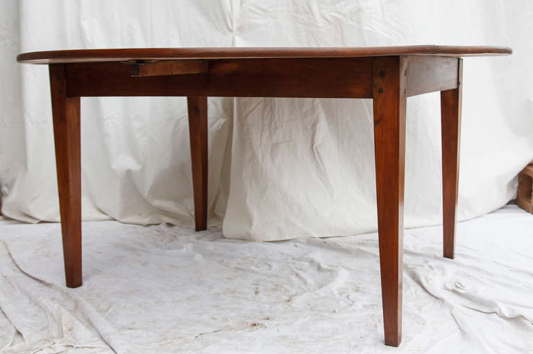 French Hand Pegged Round Cherry Wood Dining Table