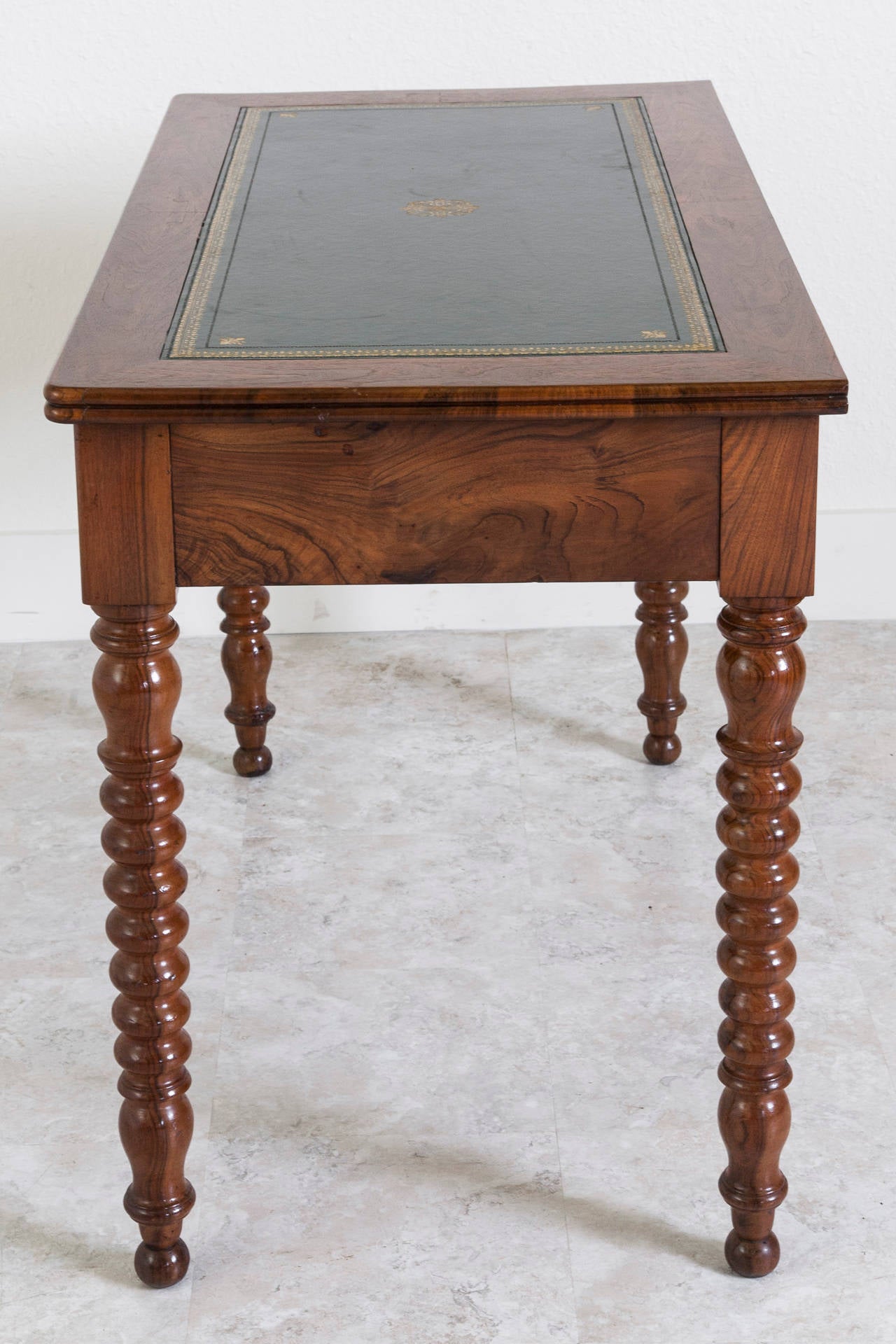 Period Louis Philippe Burled Walnut Leather Top Writing Table or Desk 2