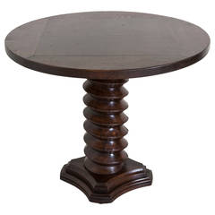 Antique 19th Century French Pedestal Table Made from Solid Oak Apple Press Screw